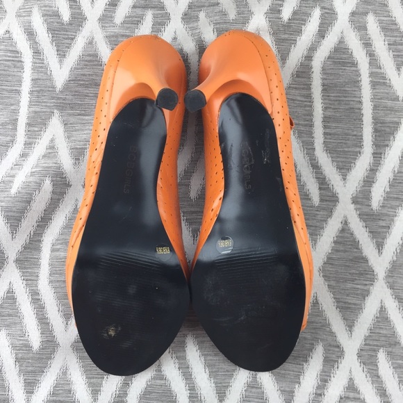 BCBG Girls Peep Toe Pumps Orange Tangerine Pumpkin Size: 6.5 - Picture 4 of 4
